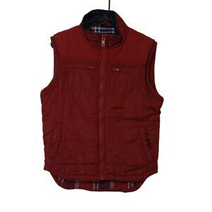 Aeropostale Vest Red Quilted With Plaid Lining Mens Small